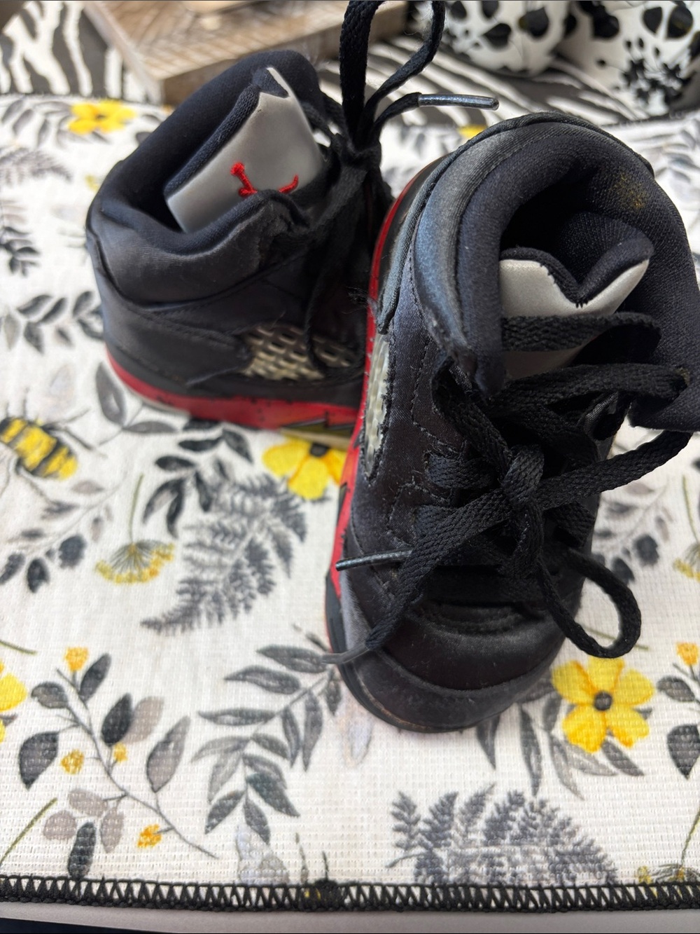 Nike Kids Black and Red Retro 5